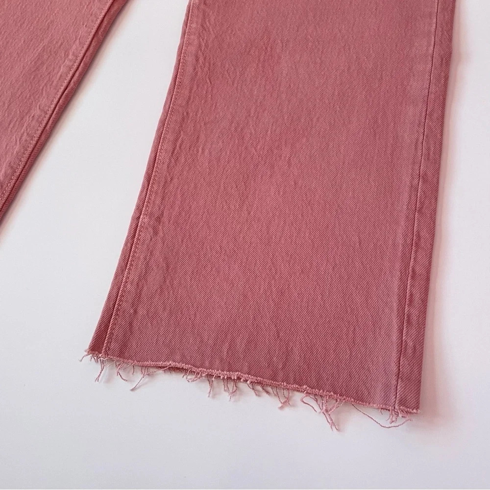 NWT! LOFT Womens High Waist Straight Crop Jean Blush Pink Frayed Hemline Size 31 - Picture 9 of 14